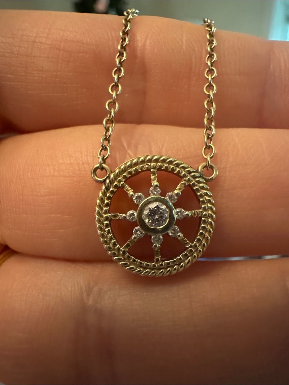 Saks Fifth Avenue 14K GOLD & DIAMOND Ship’s Wheel Necklace